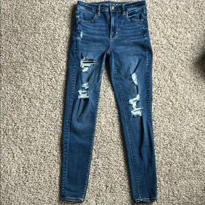 American Eagle Outfitters Blue Skinny Jeans Distressed